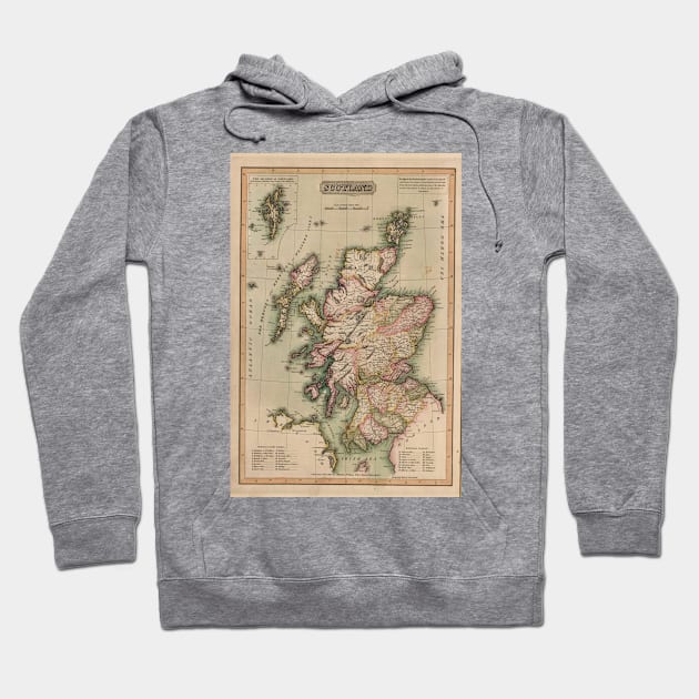 Vintage Map of Scotland (1814) Hoodie by Bravuramedia